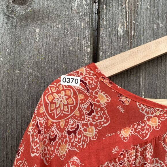 TORRID Top Womens 4XL Red Bandana Smocked Knit Gauze Crepe Off Shoulder Peasant - Picture 11 of 11